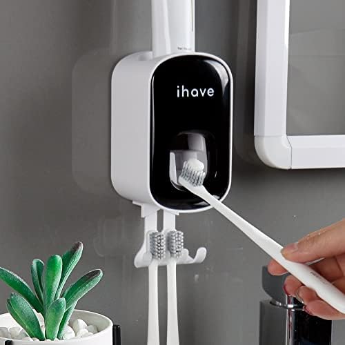 iHave Toothbrush Holder with Dispenser - Easy Mount Sturdy and Stylish