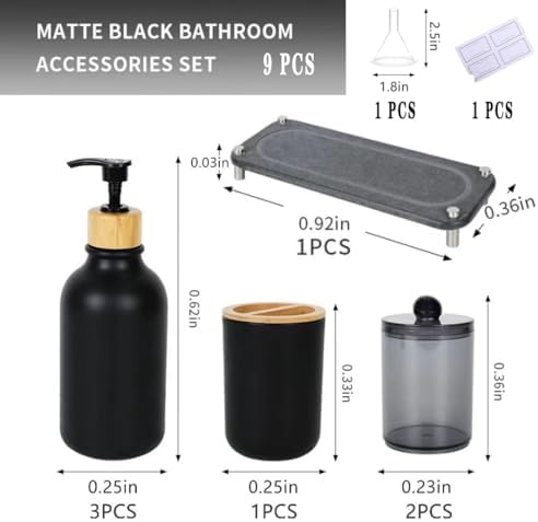 Matte Black Bathroom Accessories Set 7pcs