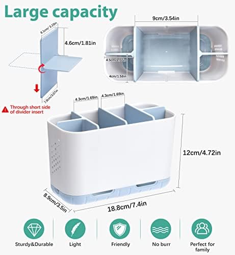 Boperzi 6-Slot Toothbrush Holder with Drainage and Anti-Slip Design