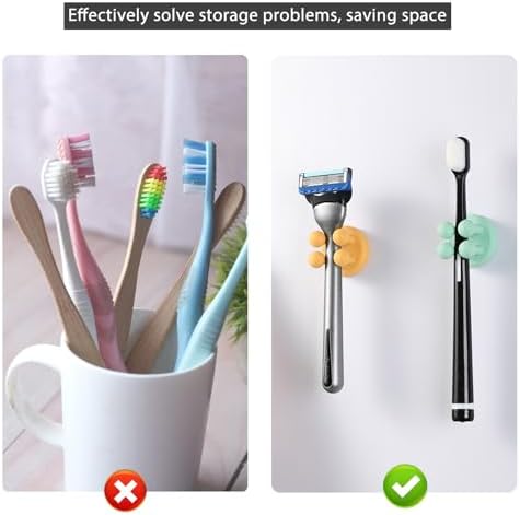 iBetterLife 6Pcs Toothbrush Holder - Silicone Wall Mounted Hook for Bathroom