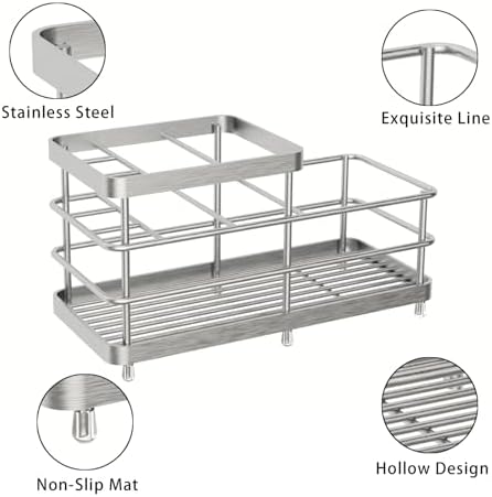 WHALCHI 6 Slots Rustproof Metal Toothbrush Holder Silver