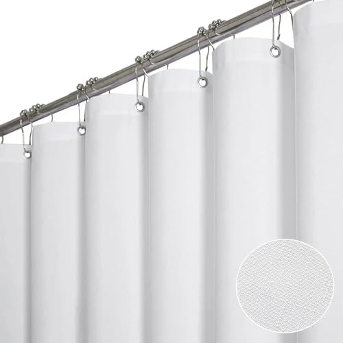 BTTN Linen Textured Shower Curtain Set - 60 x 84 Inch White
