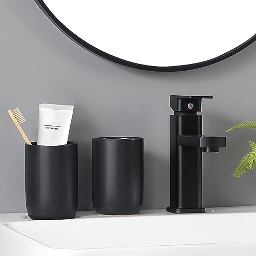 Matte Black Ceramic Toothbrush Holder - 1 Cup Reusable Bathroom Organizer