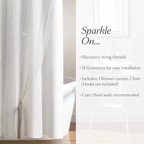 Lush Decor Night Sky String Thread Shower Curtain Set