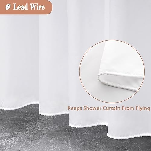 UFRIDAY 48x72 Inch White Shower Curtain with 8 Hooks