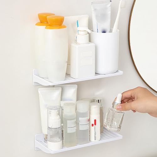 White Perforated Bathroom Storage Rack Organizer