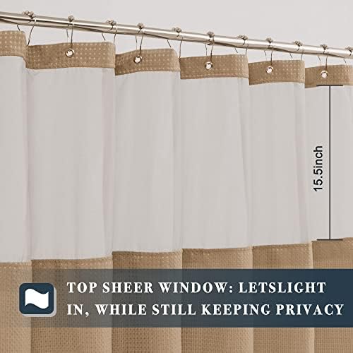 NY HOME Waffle Weave Shower Curtain Set - 71x72 Coffee Brown