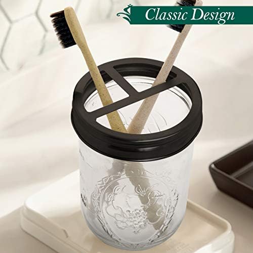 Bonris 16oz Glass Toothbrush Holder with Stainless Steel Lid