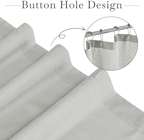 KGORGE Semi Sheer Linen Shower Curtain - 72x90 Inches Grey with Hooks