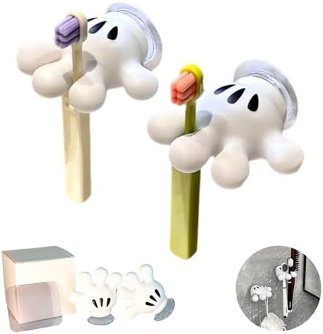 Cute Hanging Toothbrush Holder with Suction Hooks and Sticky Pads