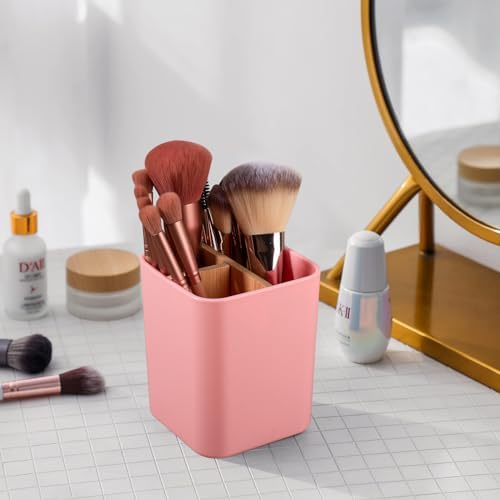 Bamboo Toothbrush Holder with 3 Slots - Pink