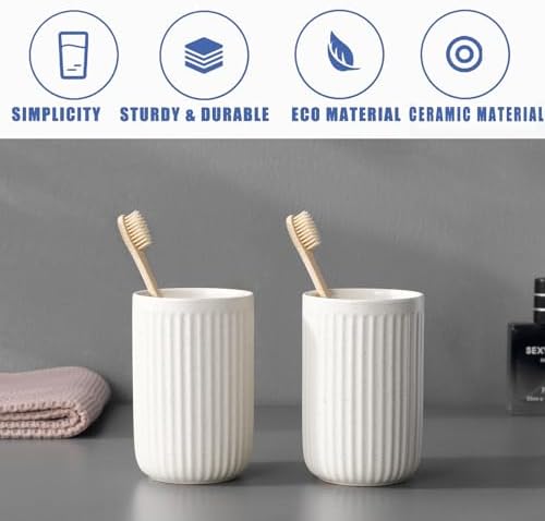 Sturdy Ceramic Toothbrush Holder - 1Pcs Reusable Bathroom Cup