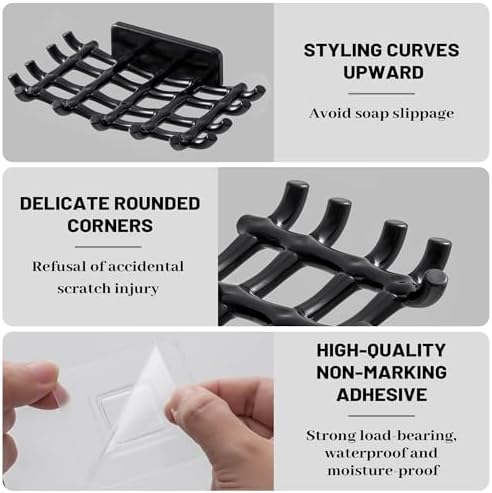 HASSLICKIT Soap Holder with Hooks 2 Pack Black