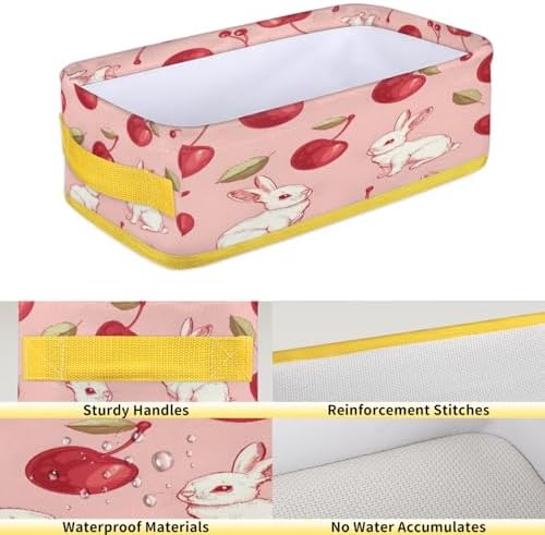 Spring Easter Rabbit Toilet Paper Storage Basket with Handles