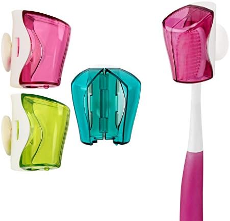Ergonflow 3Pcs Wall Mounted Toothbrush Holder with Suction Cup and Cover Case