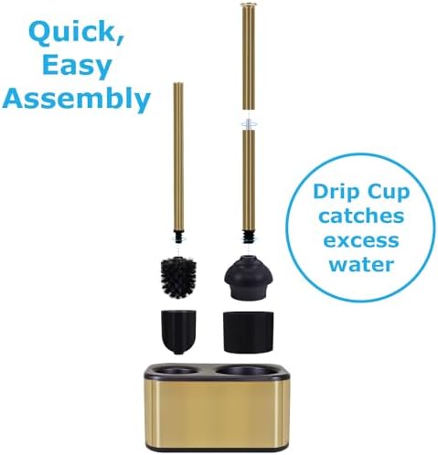 Blue Donuts Toilet Brush with Gold Plunger Set