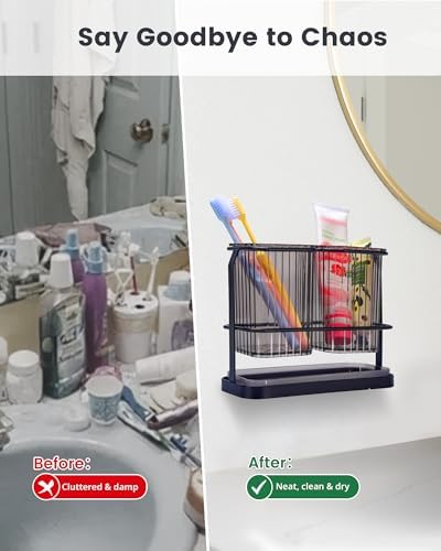 KONE Black Toothbrush Holders for Bathrooms