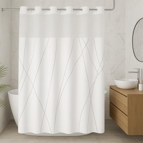 Alta Living No Hook Shower Curtain Set - White 71x74 Inches