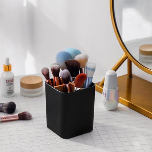 Heagoale Bamboo Toothbrush Holder with 3 Slots 2 Pack Black