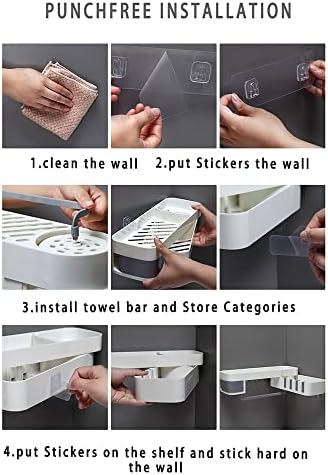 BAHELS Shower Caddy Corner Shelf Black and White