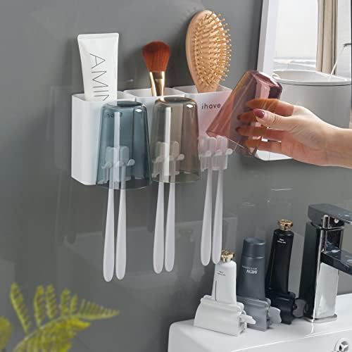 iHave Wall Mounted Toothbrush Holder with Toothpaste Squeezer Set