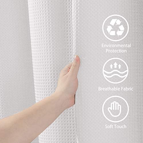 VANZAVANZU Waffle Weave Shower Curtain - 72x72 Inches White