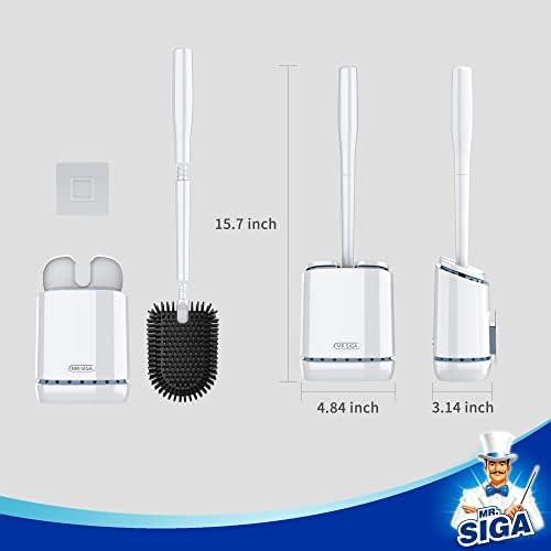 MRSIGA Toilet Brush with Wall Mount Holder 1 Pack