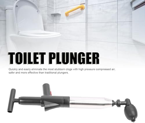 Dpofirs Toilet Plunger with Stainless Steel Handle and Air Pump