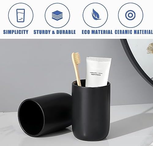 Matte Black Ceramic Toothbrush Holder - 1 Cup Reusable Bathroom Organizer