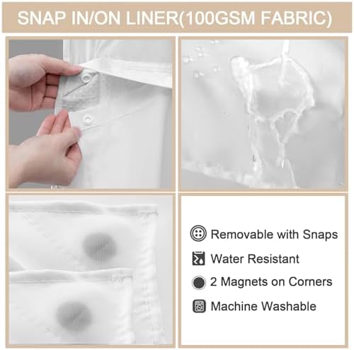 SMTHOM No Hook Shower Curtain Set 75x72