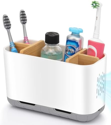GFWARE Bamboo Toothbrush Holder with Drainage and Ventilation