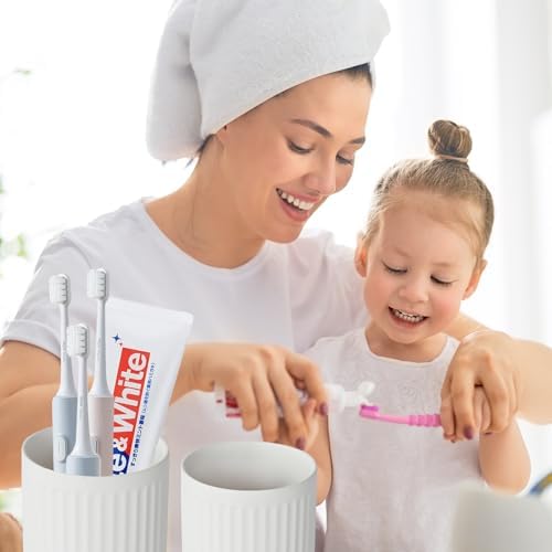 White Ceramic Toothbrush Holder Set 2Pcs