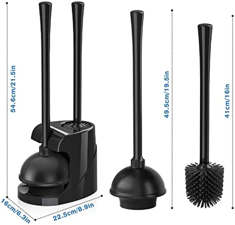 Trenti Toilet Plunger and Brush Set with Caddy Stand