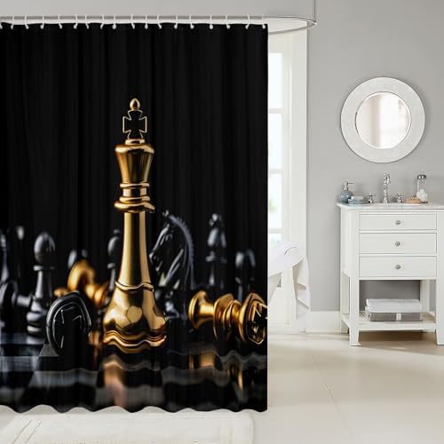 Feelyou Chess Bath Curtain Set for Kids 72x78