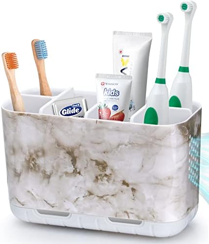 Boperzi 6-Slot Marble Toothbrush Holder with Drainage