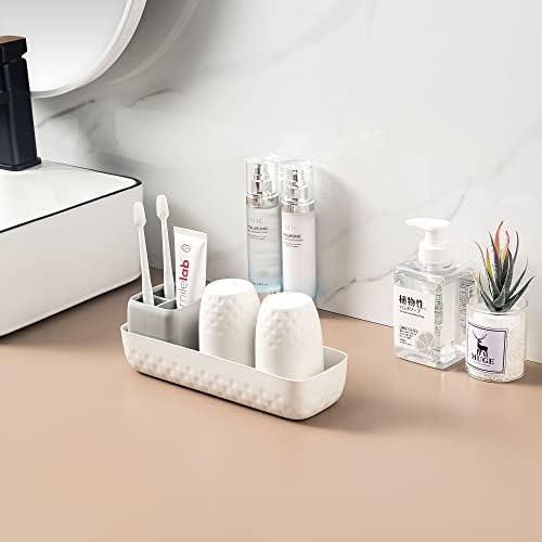 Vowupt Toothbrush Holder Set - 3 Slots Sturdy White