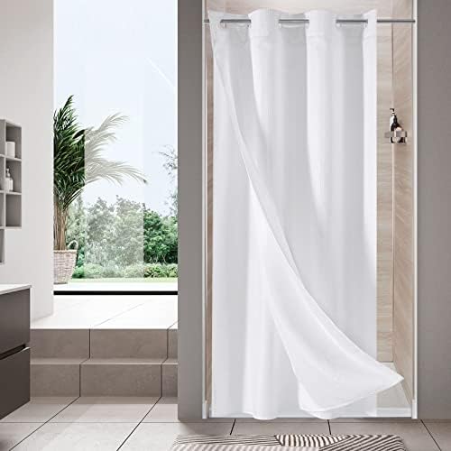 MitoVilla White Waffle Shower Curtain 36x74