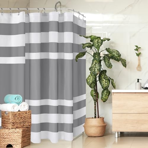 Tranqun Boho Farmhouse Shower Curtain Set with Tassel and Clear Liner