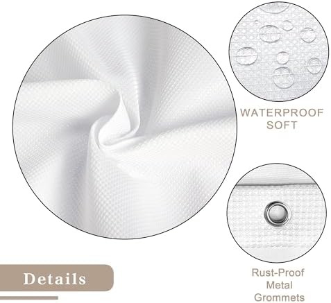 Riyidecor White Tassel Waffle Shower Curtain Set
