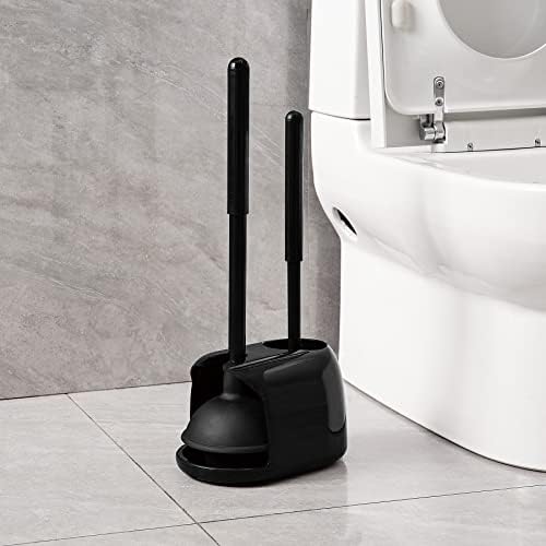 Eyliden 2 in 1 Toilet Plunger and Brush Set with Holder Black