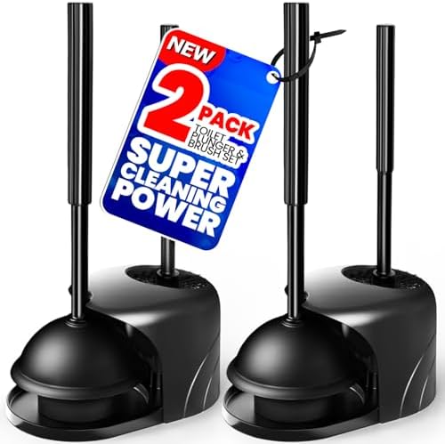 Denvlex 2Pack 2 in 1 Toilet Brush and Plunger Set