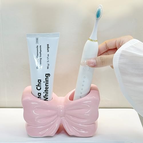 CASTATEO Bow-Shaped Ceramic Toothbrush Holder