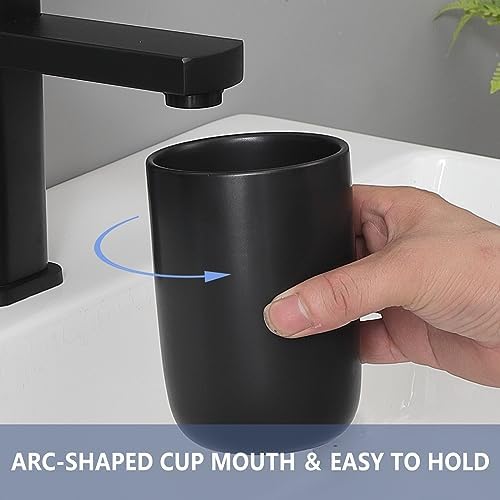 Matte Black Ceramic Toothbrush Holder - 1 Cup Reusable Bathroom Organizer