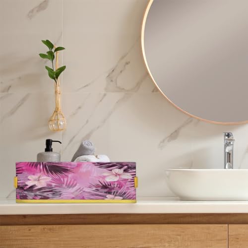 Flower Tropical Toilet Paper Basket with Handle 1