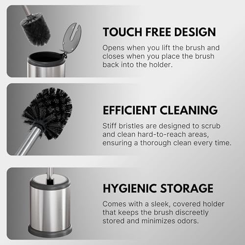 ToiletTree Chrome Toilet Brush with Lid and Holder