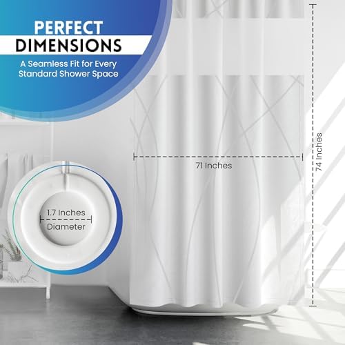 Alta Living No Hook Shower Curtain Set - White 71x74 Inches