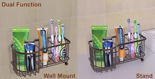 Simple Houseware 6 Slots Toothbrush Holder Adhesive Wall Organizer Bronze