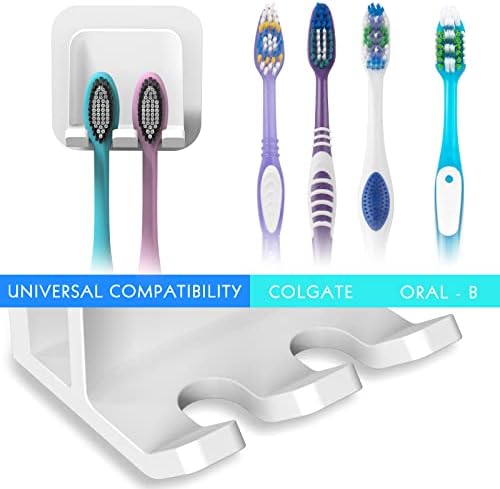 2 PCS Self-Adhesive Toothbrush Holders Wall Mounted