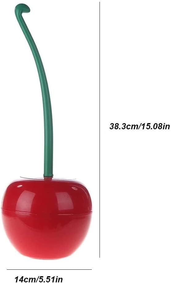 Cherry Toilet Brush with Holder - Durable Bristles Sturdy Handle