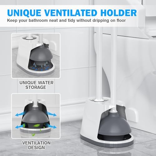 TRENTI 2-in-1 Toilet Plunger and Brush Set with Holder